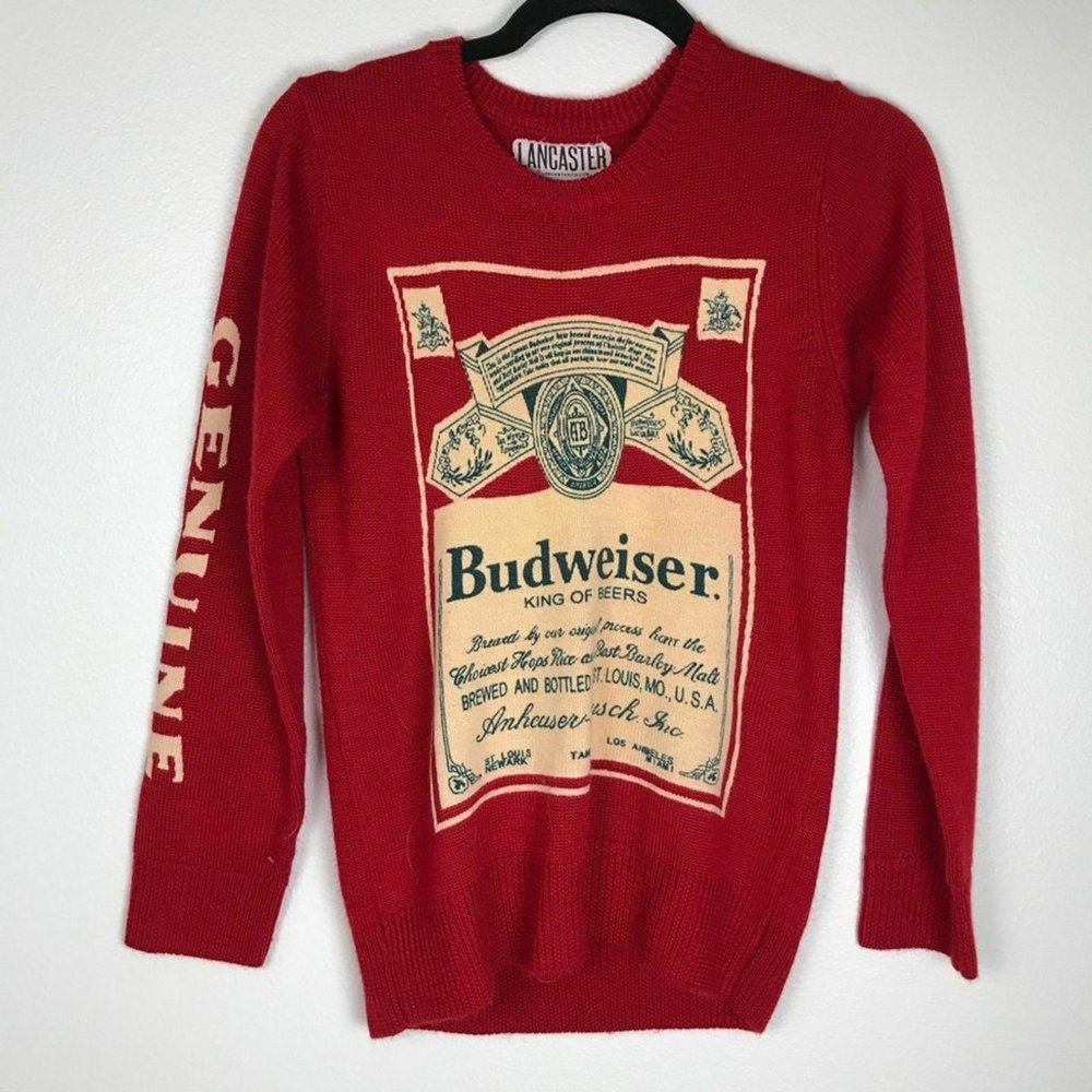 Lancaster Budweiser Pullover Sweater Red Womens S